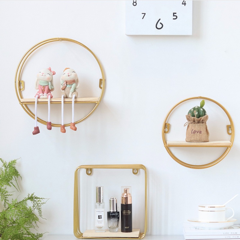 Round Metal and Wood Shelf