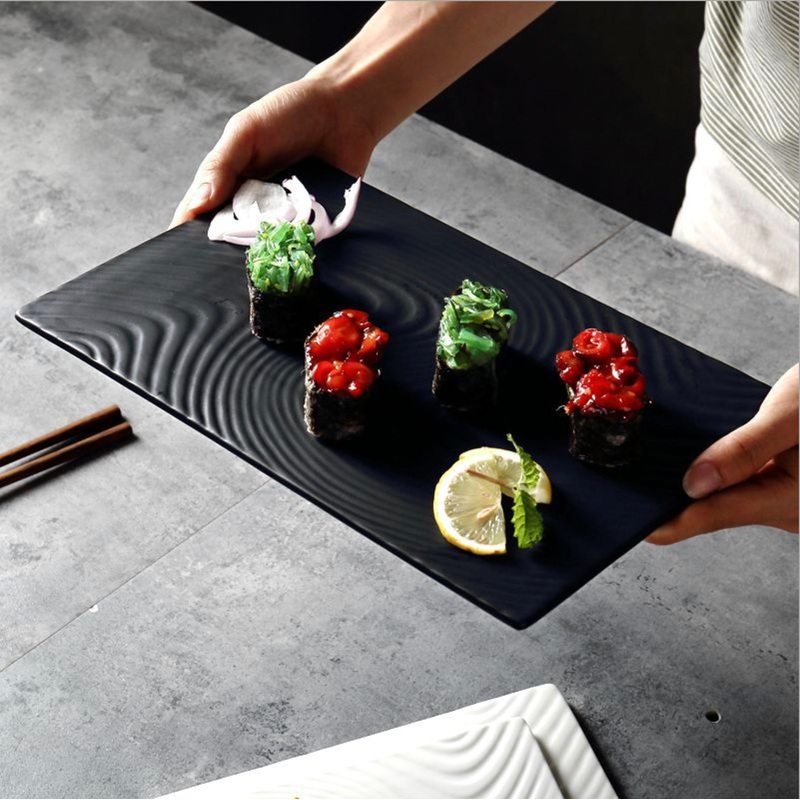 Black Serving Plate Texture Small