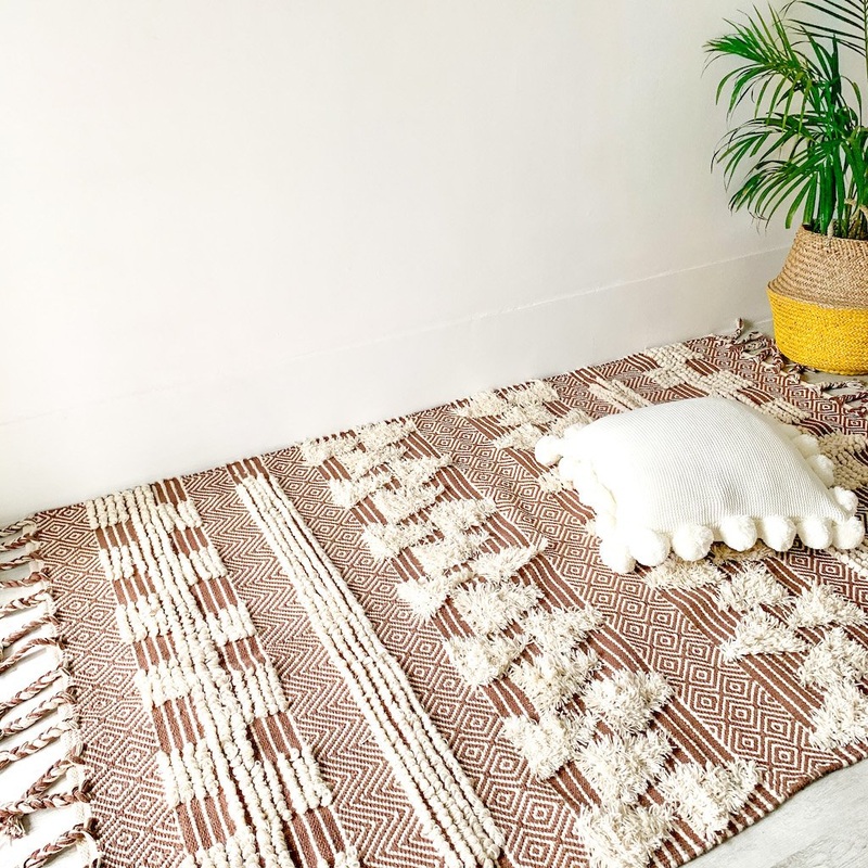 BOHO Ophelia Hand Woven Rug - Brown & White