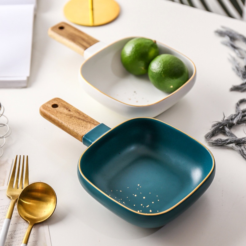 CARA bowl with wooden handle - midnight green