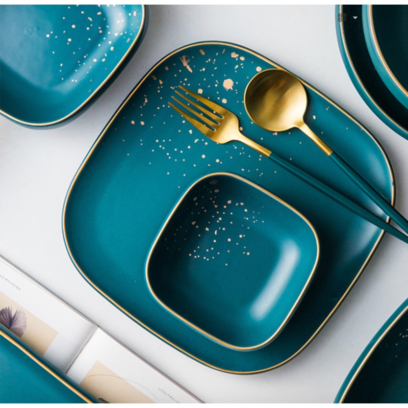 CARA square dinner plate - midnight green