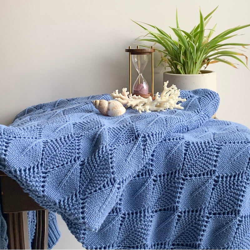 Horizon Knitted Cable Throw Blanket - Blue