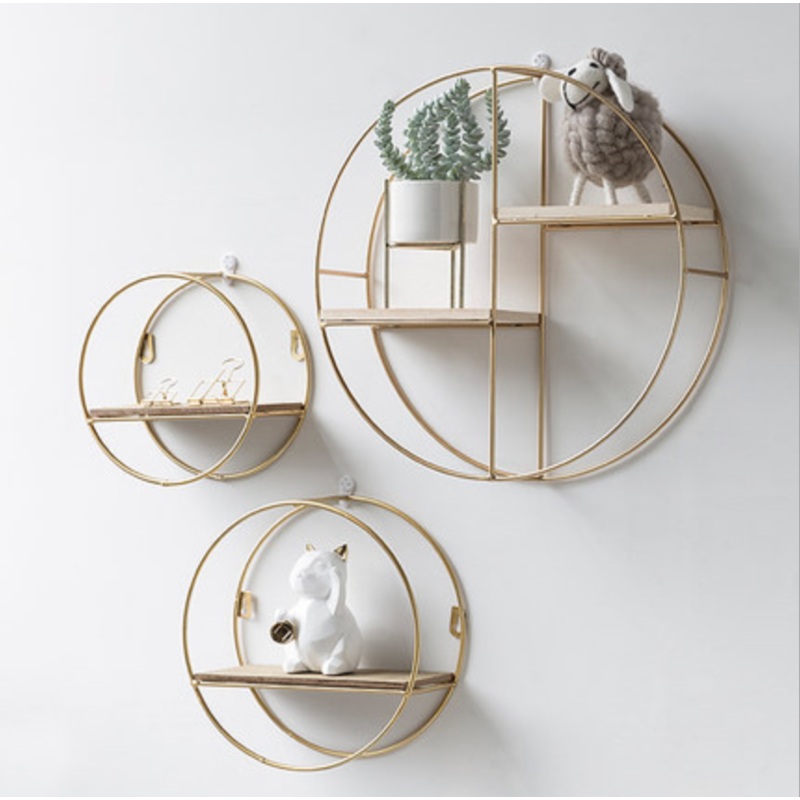 MERRY Round Metal & Wood Rack - Gold