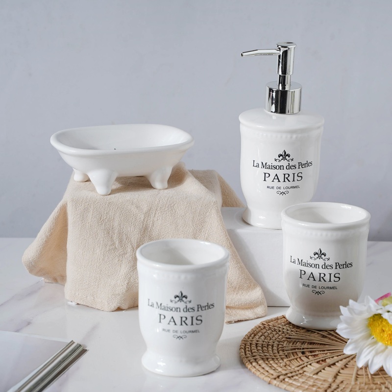 White Curlicues Bath Set
