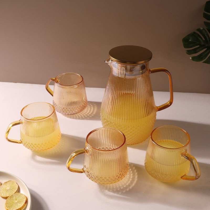 Classic Glass Tea Set of 5- Amber