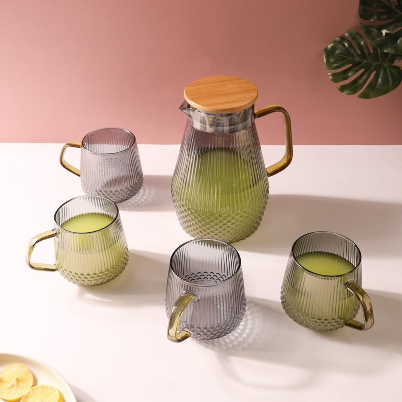 Classic Glass Tea Set of 5 - Grey