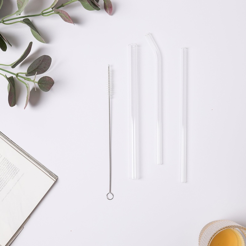 Crystal Clear Glass Straw Set of 3
