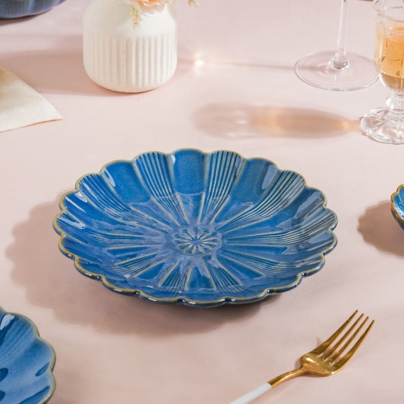 Ocean Ceramic Plate For Snacks 8 Inch Blue