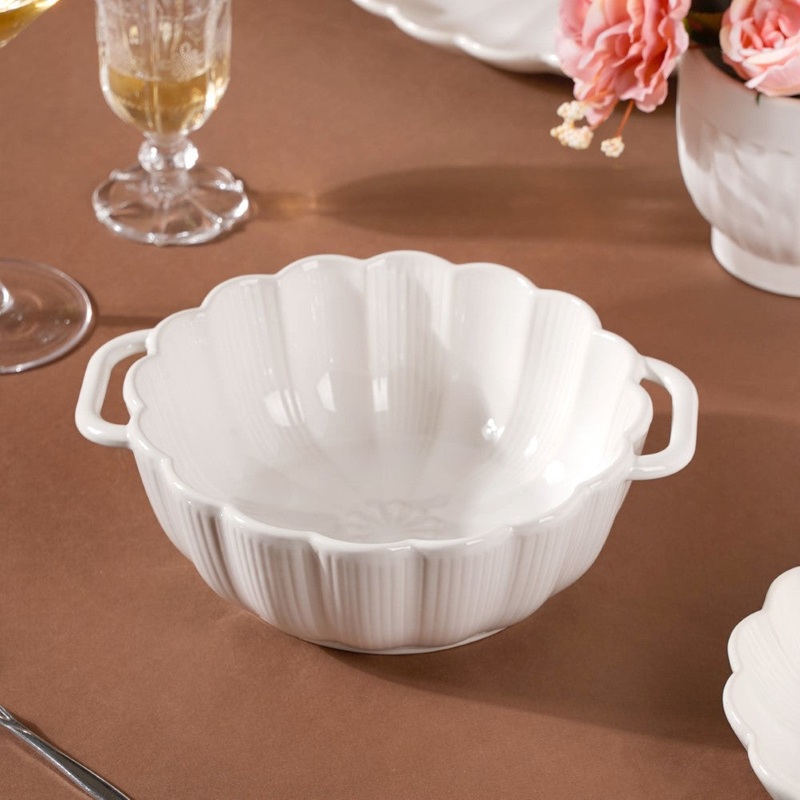 Ocean Serving Bowl with Handle White 600ml