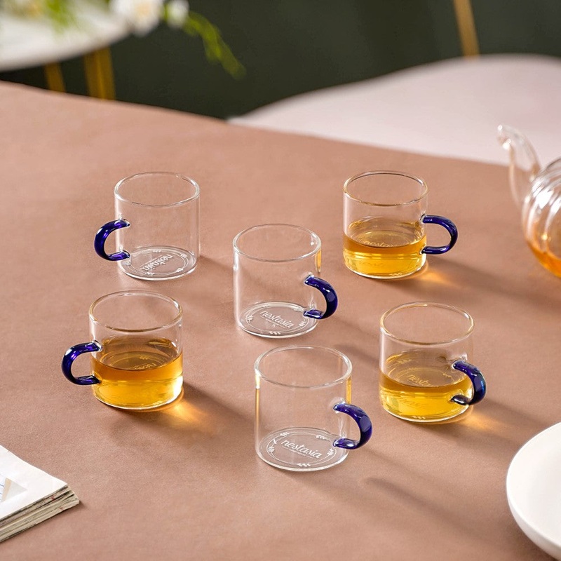 Transparent And Blue Cup Set of 6