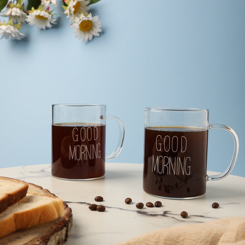 Transparent Good Morning Mug Set of 2
