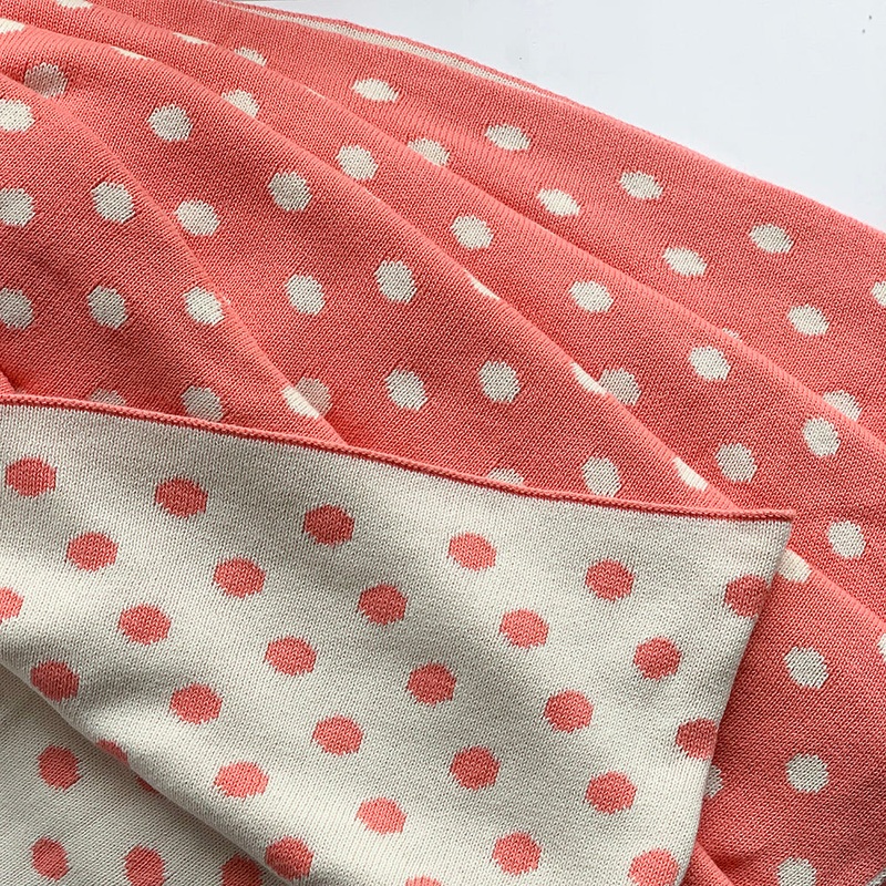 Dottie Knitted Throw Blanket - French Pink Peach Natural White