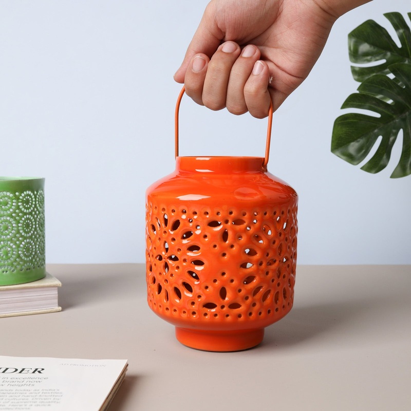 Metal Lantern Orange