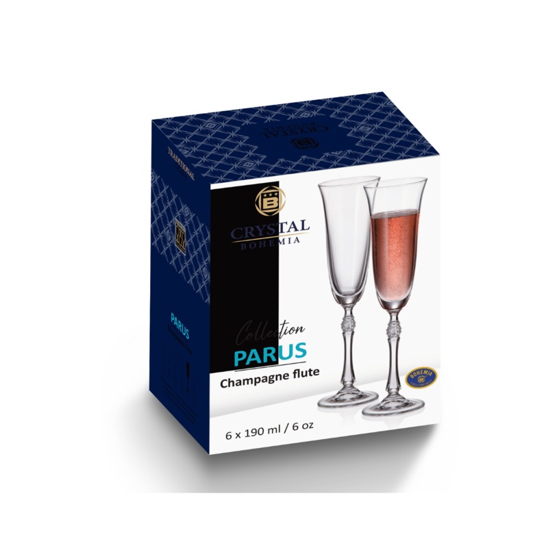 Crystal Bohemia Parus Flute Glasses - Set of 6