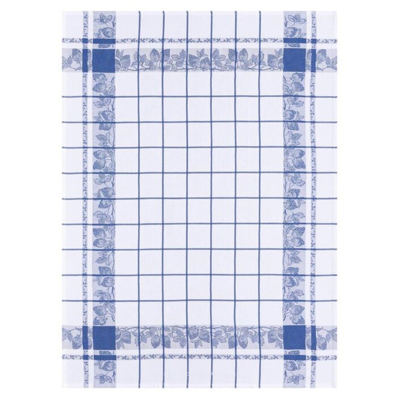 Le Jacquard Francaise Strawberry Check Tea Towel - Blue