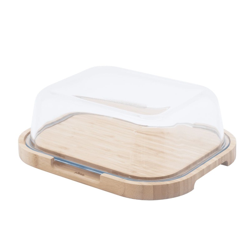 Pebbly Cheese Dish W/Glass Lid