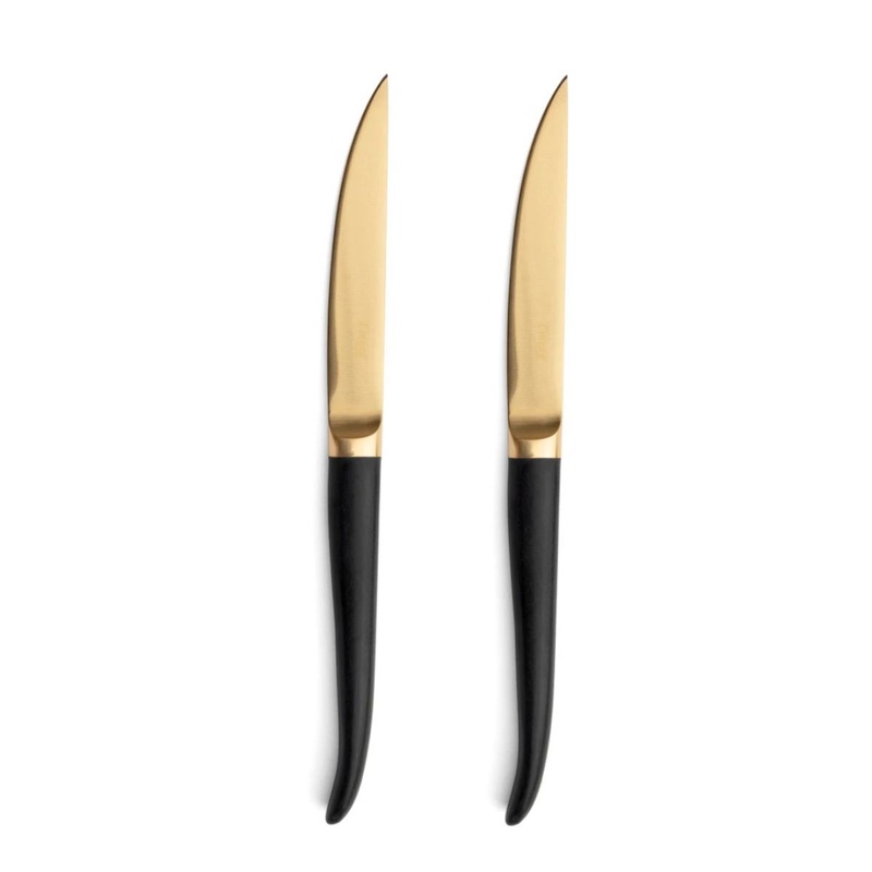 Cutipol Rib Gold Steak Knives - Pair