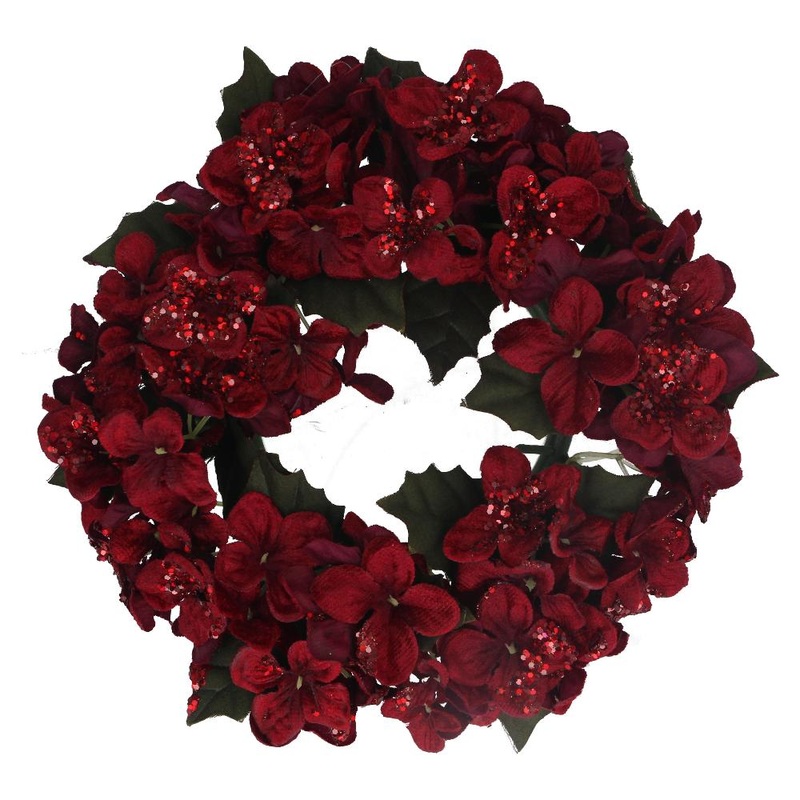 Candle Ring -Acrylic Burgundy Hydrangea
