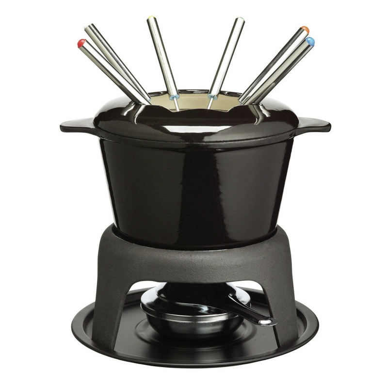 Cast Iron Black Fondue Set