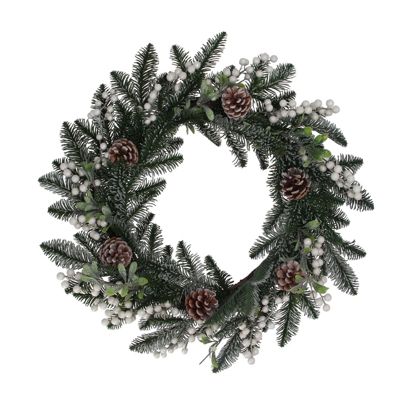 Christmas Wreath - Fern And White Berries - 60cm