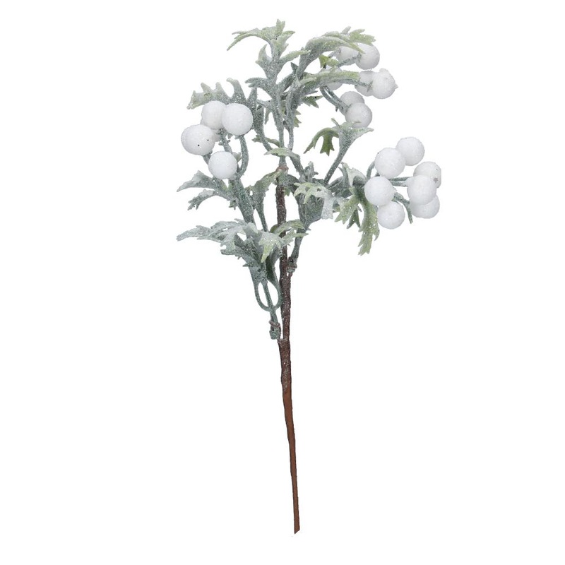 Snowy White Berry & Lea Decoration - 32cm