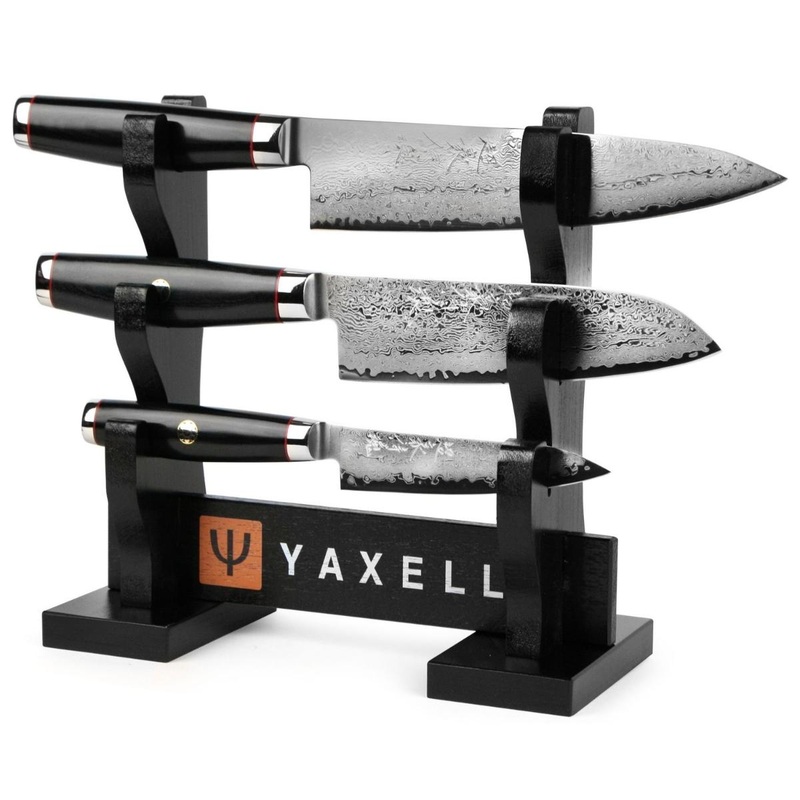 Yaxell Super Gou Ypsilon 3 Piece Knife Set With Katana Stand