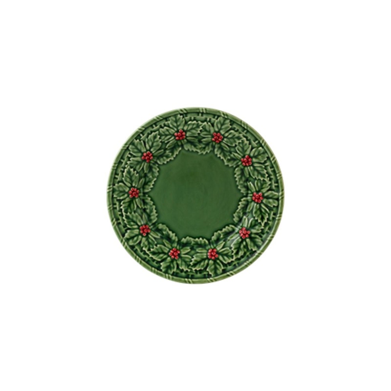 Bordallo Pinheiro Christmas Holly Dessert Plate - 23cm