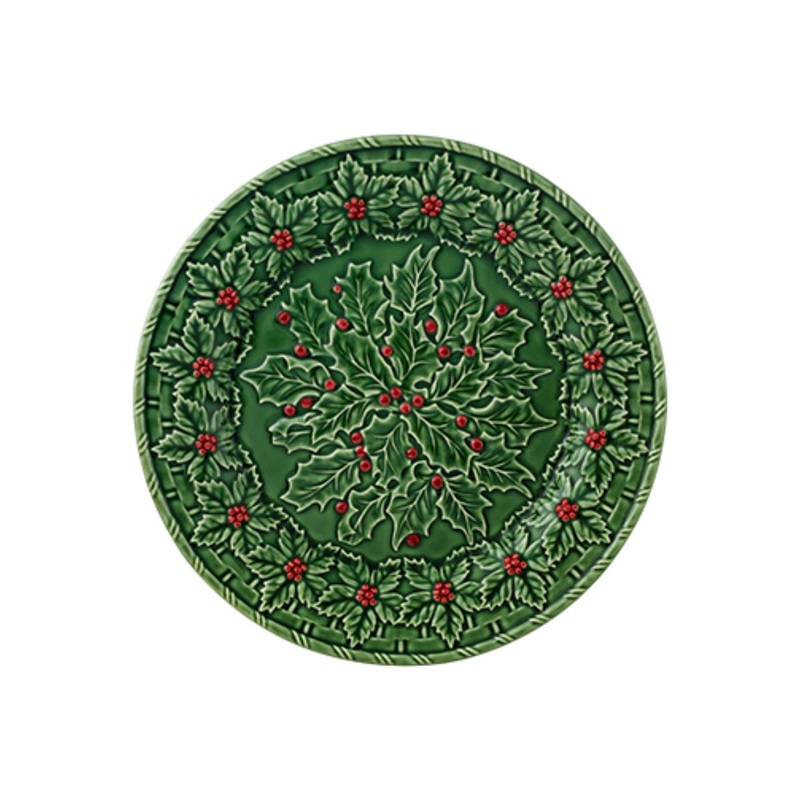 Bordallo Pinheiro Christmas Holly Serving Plate - 34cm