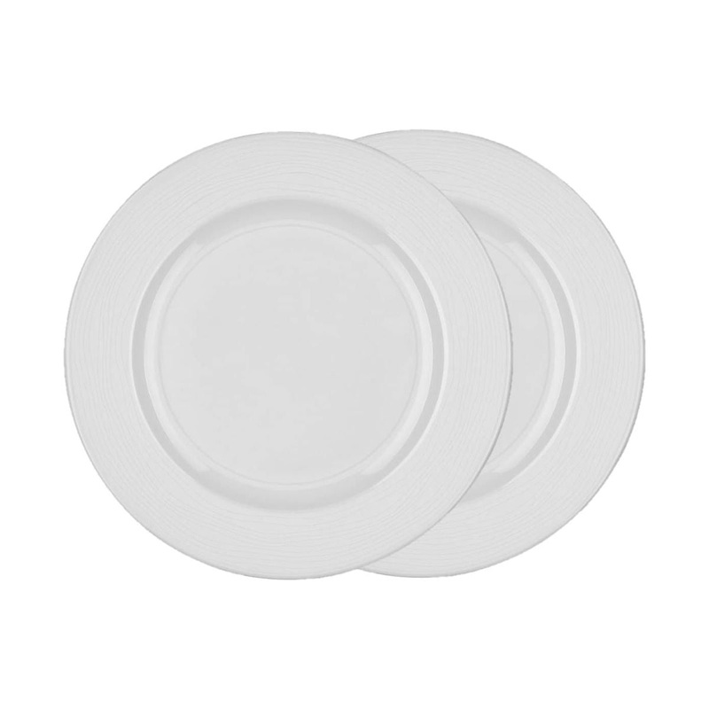 Genevive Lethu White Porcelain Dinner Plates - Pair