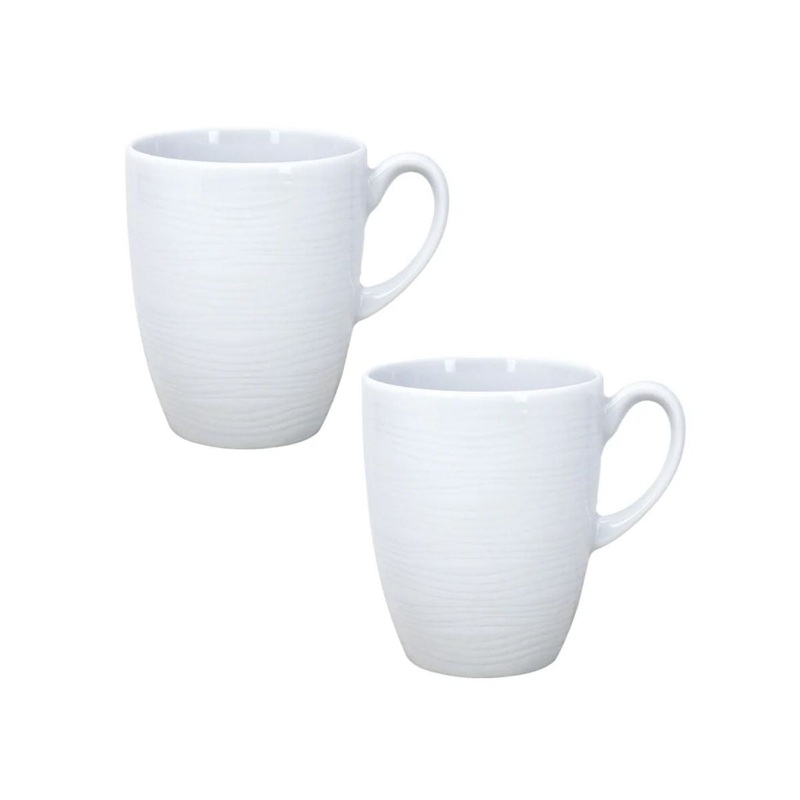 Genevive Lethu White Porcelain Mugs - Pair