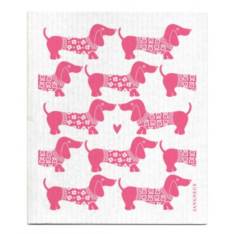Jangneus Pink Dachshund Dishcloth