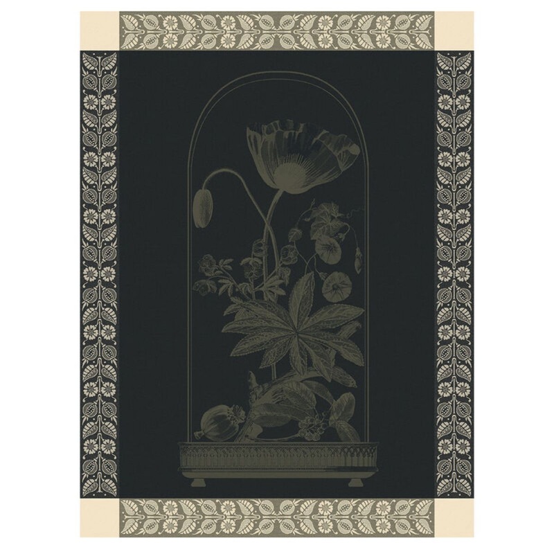 Le Jacquard Franais Floral Curiosity Tea Towel - Dark Green