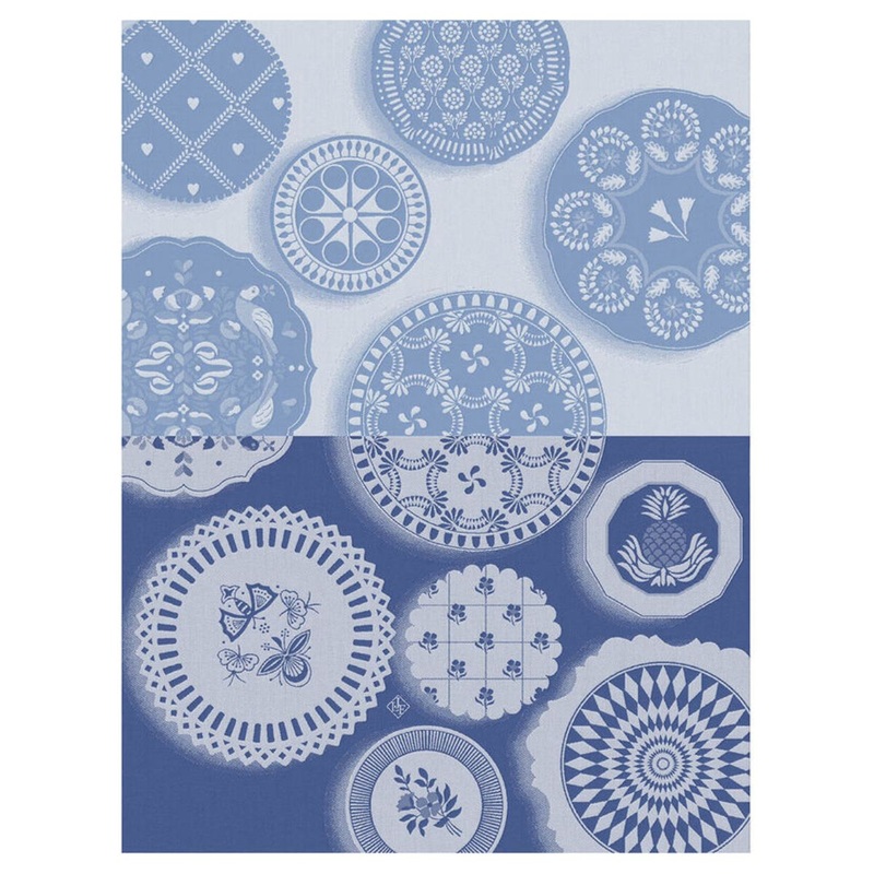 Le Jacquard Franais Plates Tea Towel - Blue