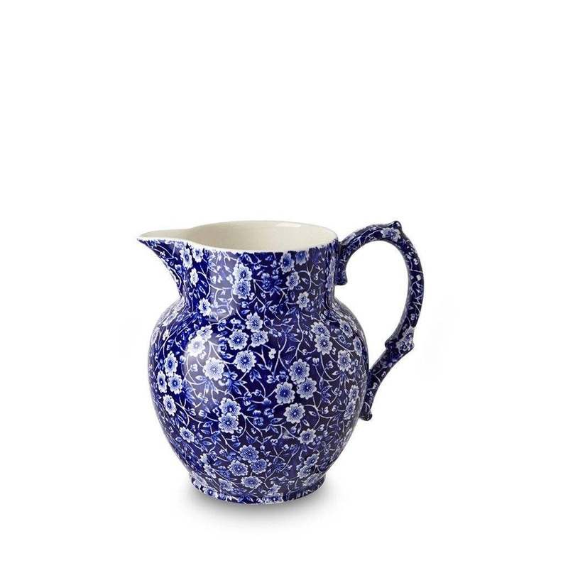 Burleigh Etruscan Jug Blue Calico - 2 pint