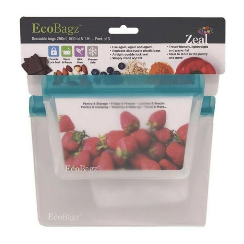 Zeal Eco Bagz Pack of 3 Reusable Bags - Assorted