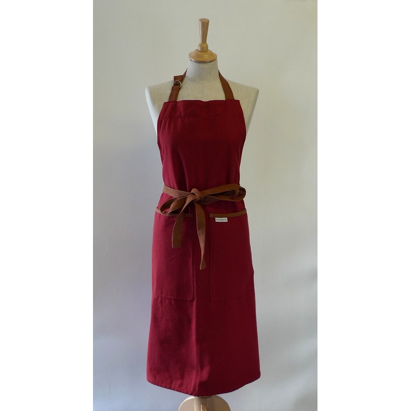 Sterck Large Apron - Burgundy & Brown
