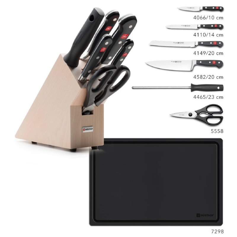 Wusthof Classic Knife Block Set - 6 Piece + Chopping Board