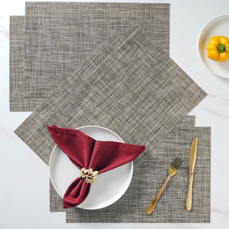Beige-grey PVC Table Mat Set of 6