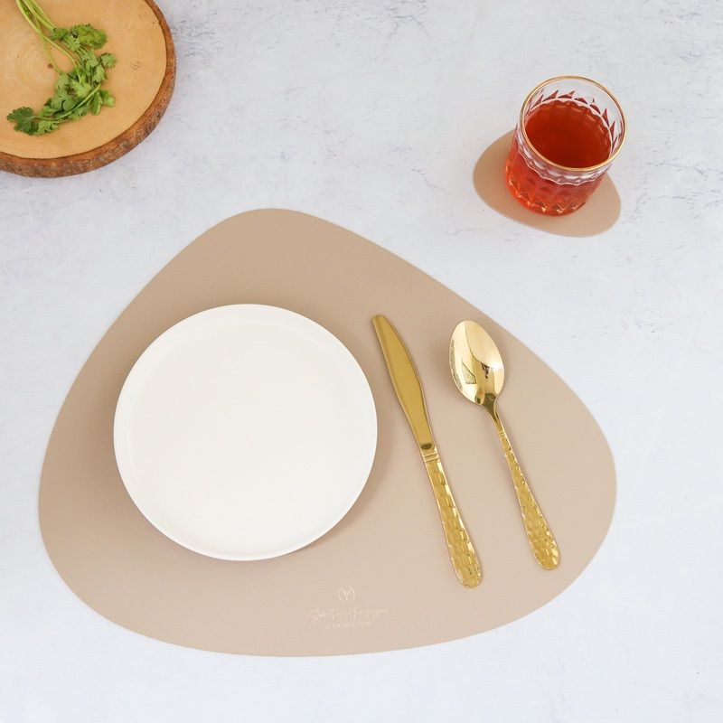 Beige Leather Dinner Mat Set of 4