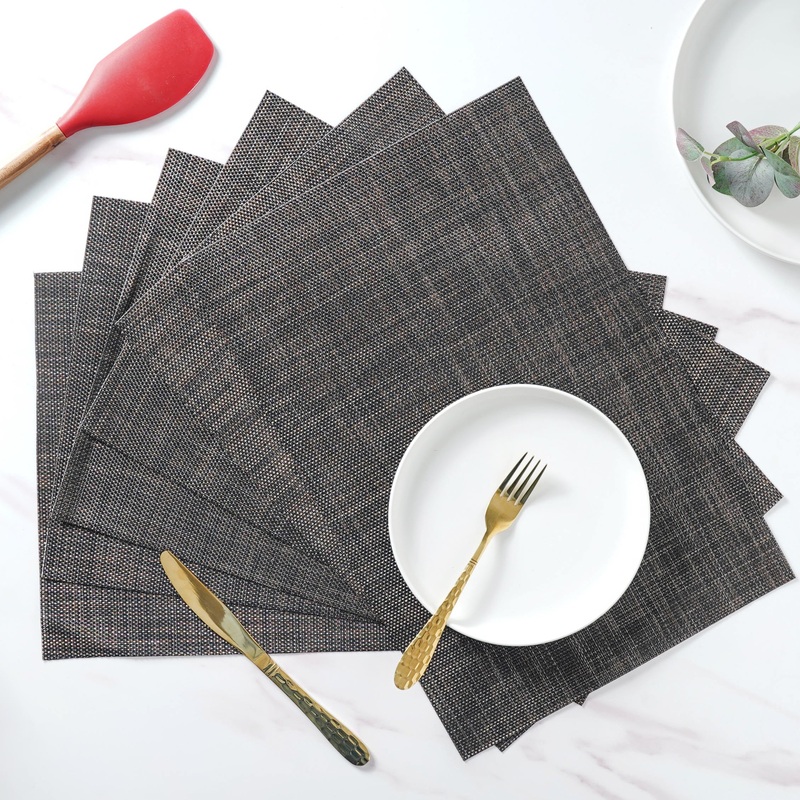 Black Brown PVC Table Mat Set of 6