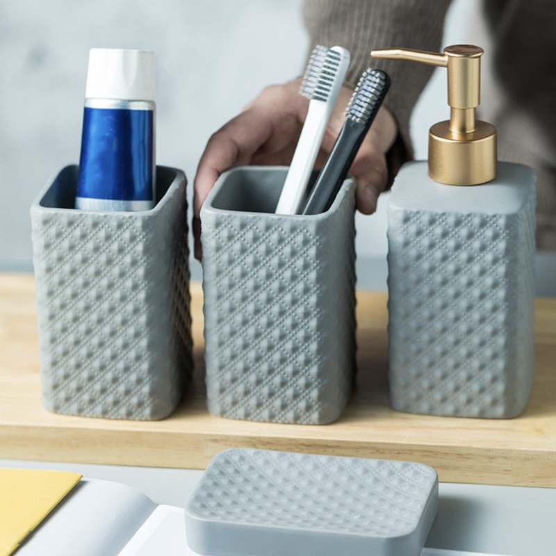 Grey Bathroom Accessory Set
