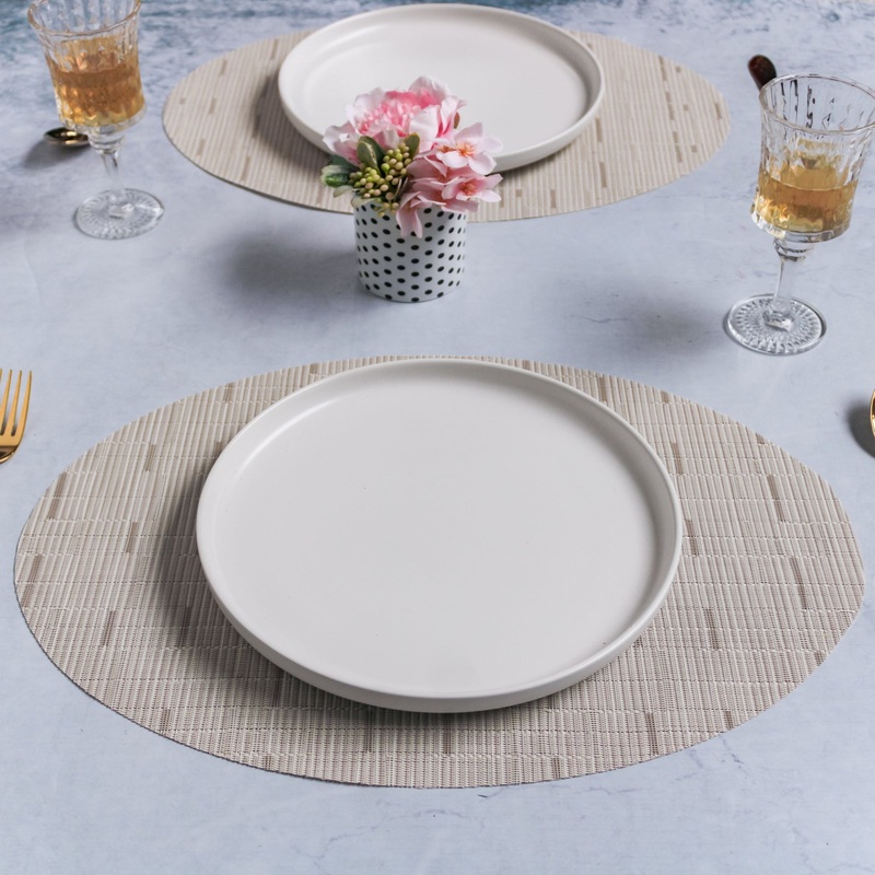 Oval Table Mat Beige Set of 2