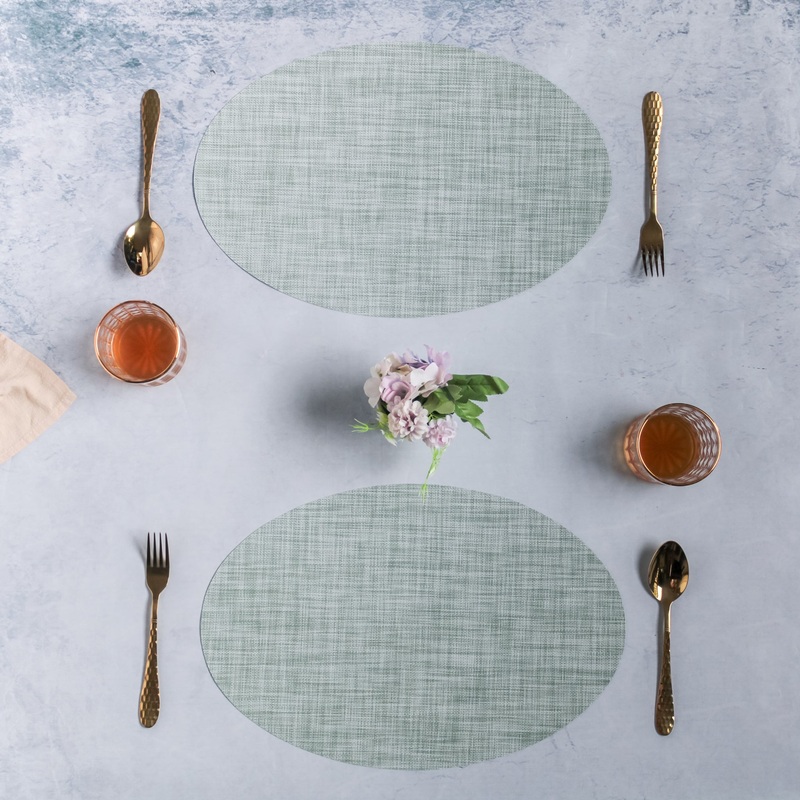Oval Table Mat Mint Set of 2