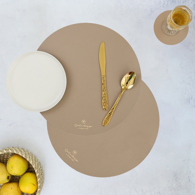 Round Placemat Beige Set of 2