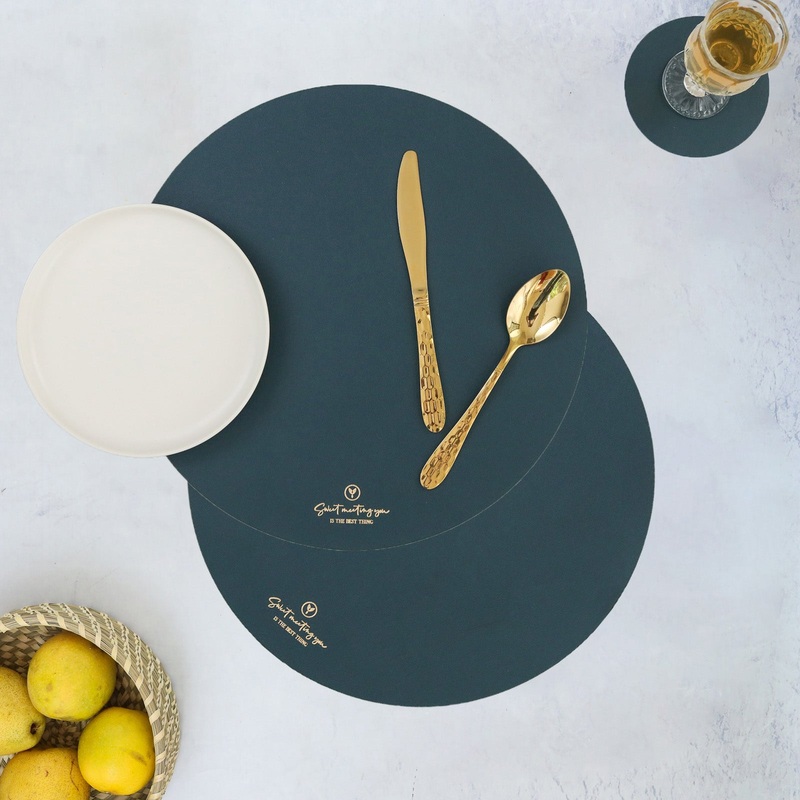 Round Placemat Dark Green Set of 2