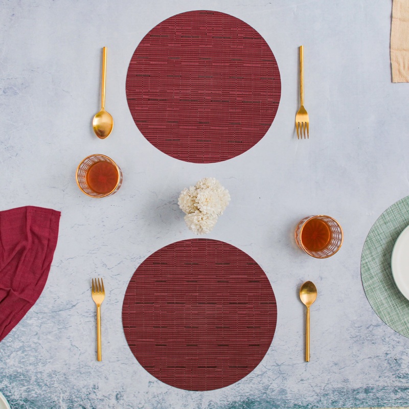 Round Placemat Maroon Set of 4