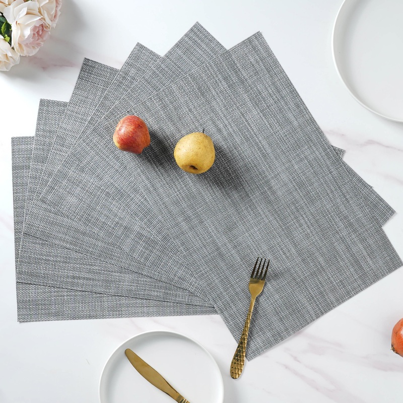 White-grey PVC Table Mat Set of 6