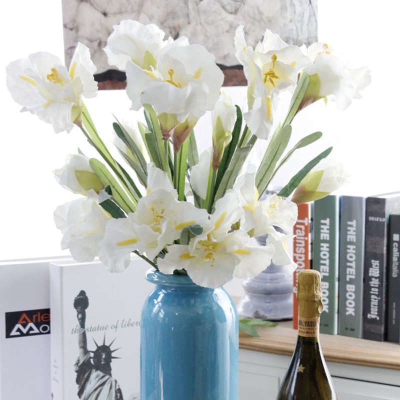 Artificial Iris Flower White Set Of 3