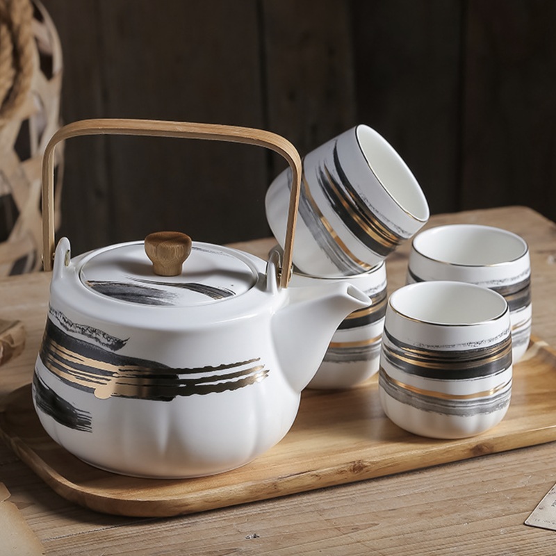 Black Porcelain Tea Pot Set