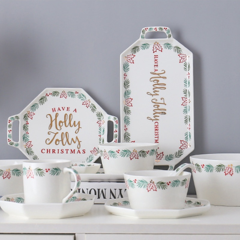Ceramic Christmas Platter With Handle